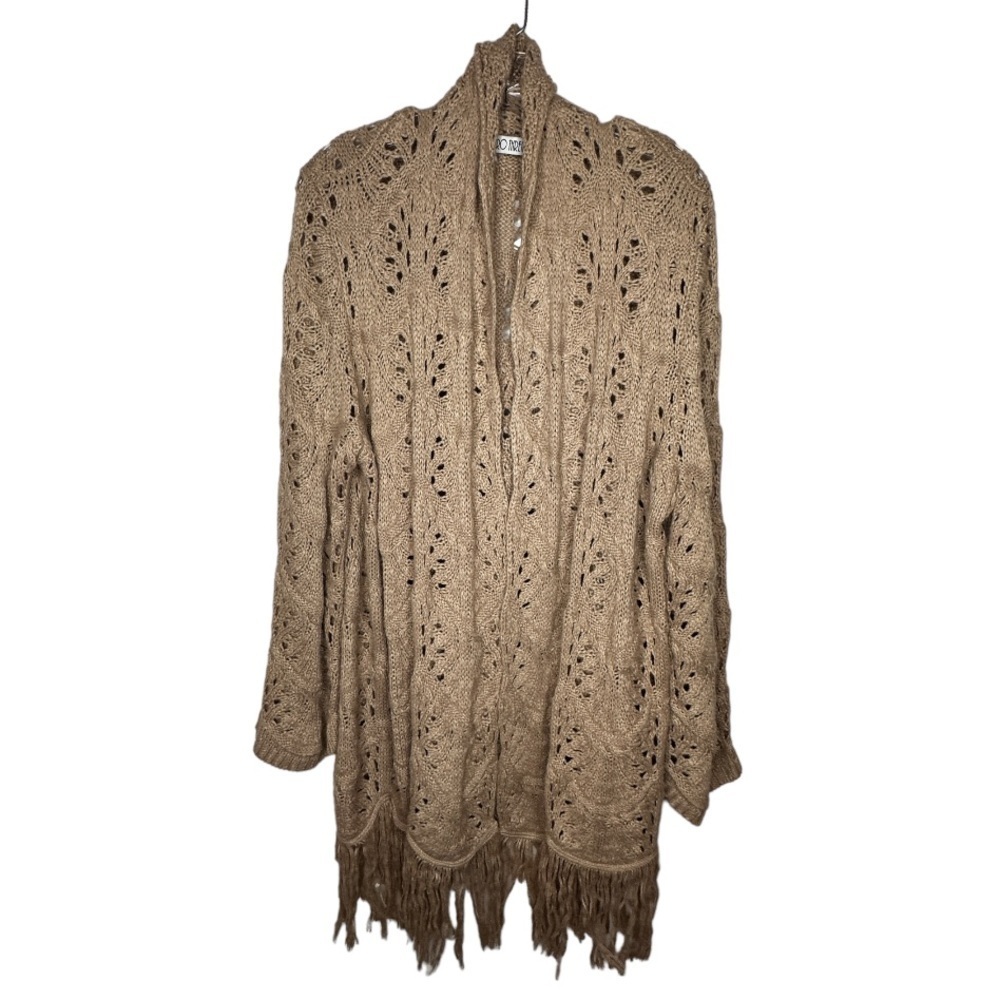Retro Threads‎ Tan Cardigan Sweater with Fringe